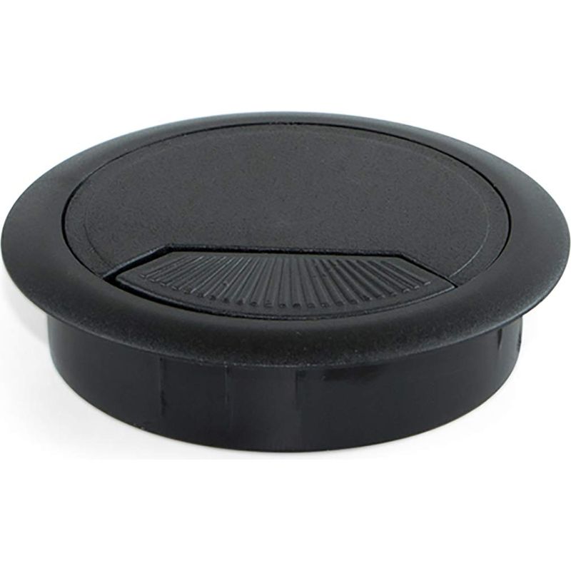 Eingebaute Runde Kabeldurchführung Mit Ø60 Mm Für Schreibtische, Kunststoff, Schwarz, 20er-pack