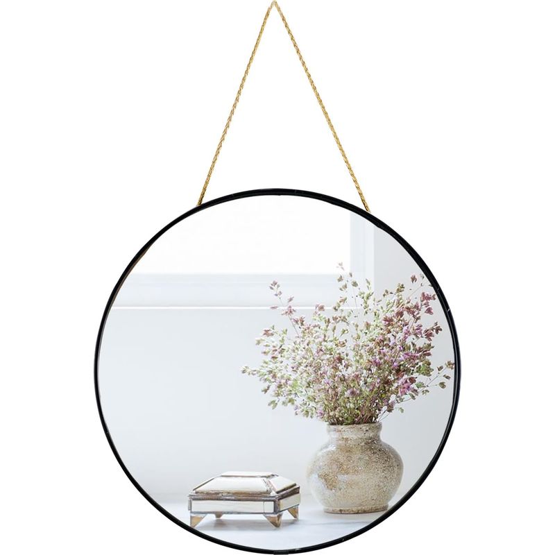 Kleiner Runder Hängespiegel Für Das Badezimmer (schwarz, 30 Cm)