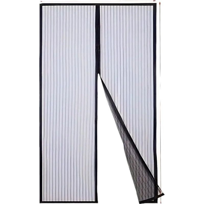Magnetisches Fliegengitter Für Türen Und Fenster 90x210cm Schwarz, Türvorhang Gegen Fliegen Und Insekten, Magnetisches Fliegengitter Mit Klebestreifen Und Automatischer Schließfunktion