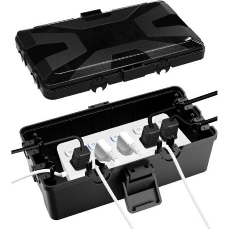 Wasserdichte Kabelbox, 26,1x15x9,4 Cm Wasserdichte Box, Elektrische Wasserdichte Außenbox, 6 Kabeldurchführungen, Ip54 Kabelaufbewahrungsbox, Für Zeitschaltsteckdosen, Timer, Verlängerungskabel, Kabel