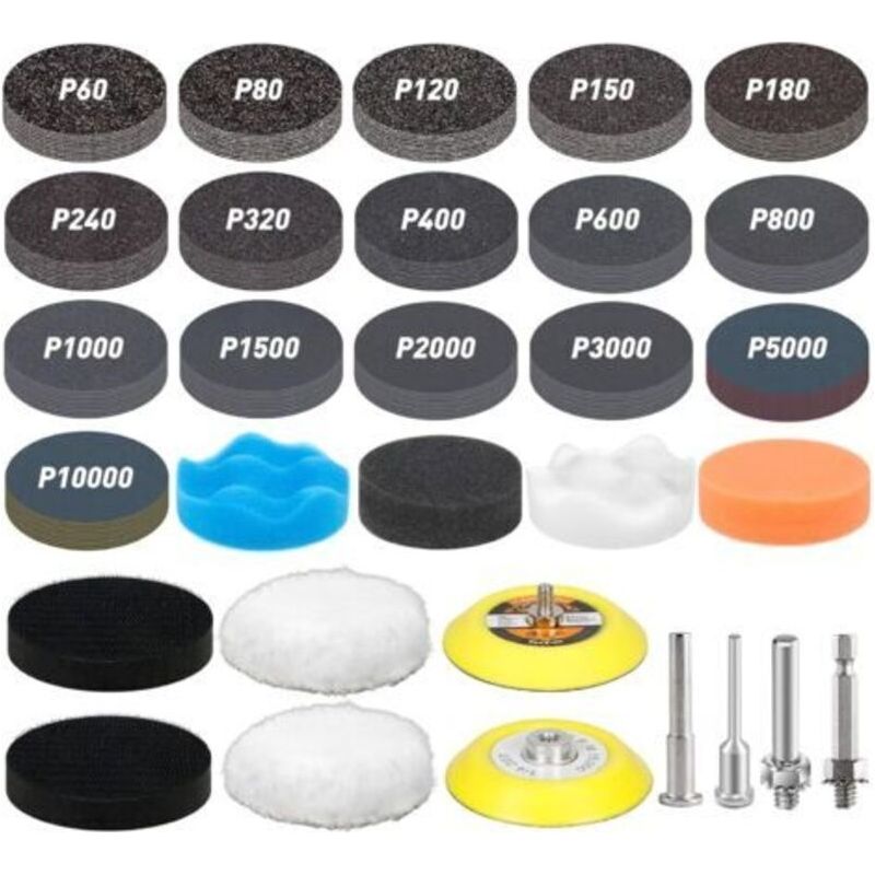 174 Stück Schleifpapier 75mm Korn 60 80 120 150 180 240 320 400 600 800 1000 1500 2000 3000 5000 10000 Schleifscheiben Karosserie Renovierungsset Scheinwerfer