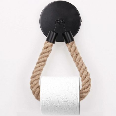 Toilettenpapierhalter, Hanfseil-handtuchhalter Für Bad Und Küche, Toilettenpapierhalter Im Bad, Rollenhalter Für Handtücher (schwarz)