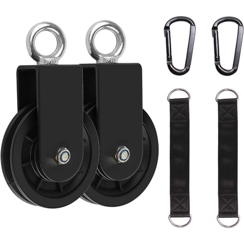 Rolle Für Kabel, Trainingsrolle Mit Aufhängeschlaufe Und Karabiner, Drehbare Heberolle Mit Einfacher Rolle (2 Stück)