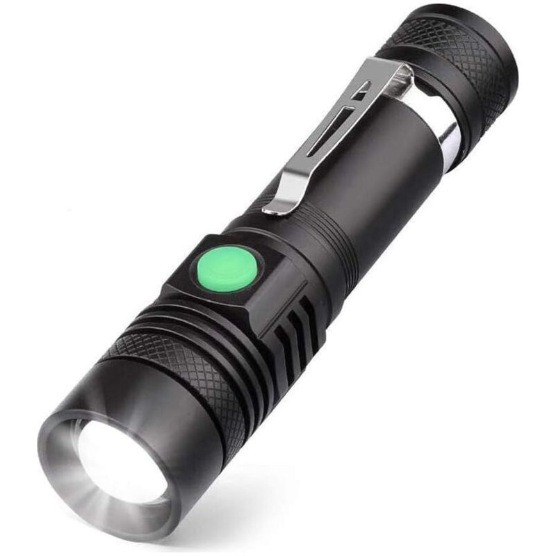 Wiederaufladbare Led-taschenlampe Mit Usb, 600 Lumen, Ip65 Wasserdicht, 4 Lichtmodi, Zoombare Taschenlampe Für Haushalt, Camping, Wandern Und Notfälle (batterie Enthalten)