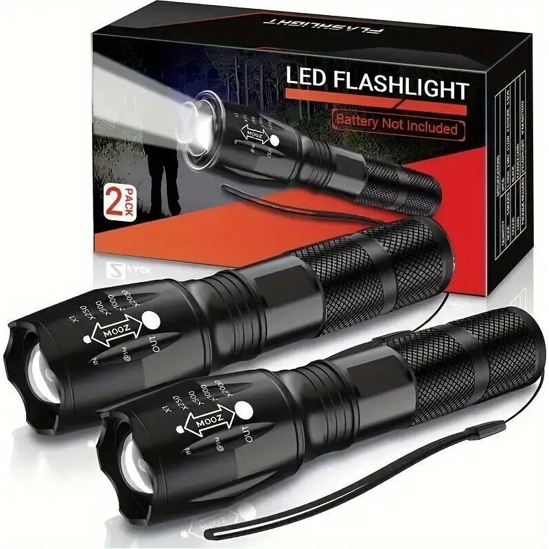 Led-taschenlampe, Ultra Stark, 2 Stück, 2000 Lumen Mini-taschenlampe Für Kinder Mit 5 Modi, Ipx6 Wasserdicht, Unzerbrechlich, Taktische Zoombare Taschenlampe Für Camping, Angeln, Wandern, Notfall