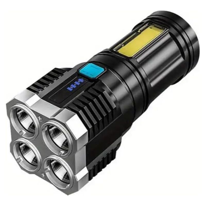 Taktische Led-cob-taschenlampe, Usb-aufladbar Mit 4 Lichtmodi, Wasserdichter Notfall-scheinwerfer Mit Batterieanzeige, Ideal Für Arbeit, Camping Oder Notfälle