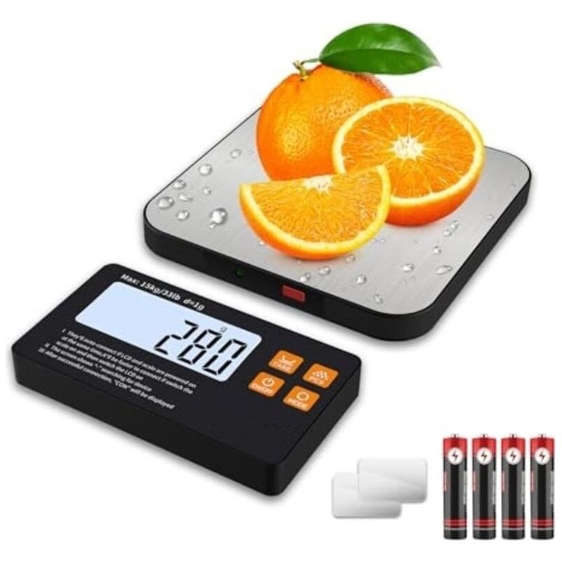 Küchenwaage Mit Geteilter Anzeige, 15 Kg/1 G Vernetzte Lebensmittelwaage, Magnetischer Lcd-bildschirm, Digitale Waage, 7 Einheiten, Tarafunktion, Edelstahl Für Backen Und Küche