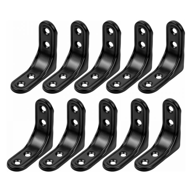 10 Stück Rechtwinklige Halterungen, Rechtwinkliger Halter, Schwarze Edelstahl-winkel, 50 Mm Schwarzer Befestigungswinkel, 90-grad-l-winkel