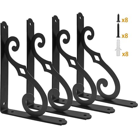4er-set Wandregalhalter Aus Metall, 5 Zoll, Robuste Regalträger, Rustikale L-förmige Halterungen, Schwebende Regale Für Küche Und Zuhause Mit Schrauben