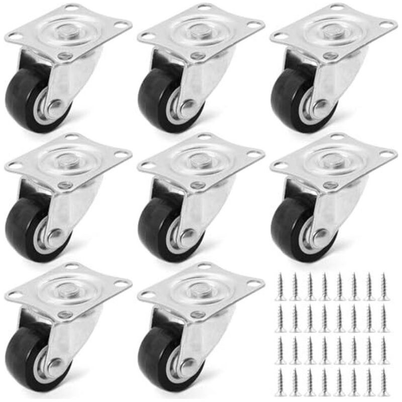 8 Mini-möbelrollen, 360° Drehbar, Gummiräder, Kleine Leise Lenkrollen Mit Befestigungsschrauben Für Möbel, Kisten, Schränke Und Wagen