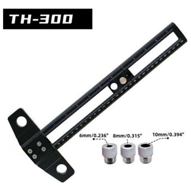 2-in-1-winkelmesser Für Die Holzbearbeitung, T-förmiges Anreißlineal, Multifunktionales Verstellbares Anschlagwinkel (schwarz - 30 Cm)