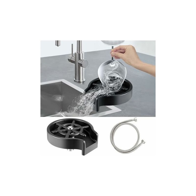 Automatischer Metall-gläserspüler Für Tassen Von 2,1–11,2 Cm, Schneller Glasreiniger Für Die Spüle, Edelstahl-tassenwascher, Wasserhahnzubehör Für Küchenspüle, Café, Hotel, Bar – Schwarz