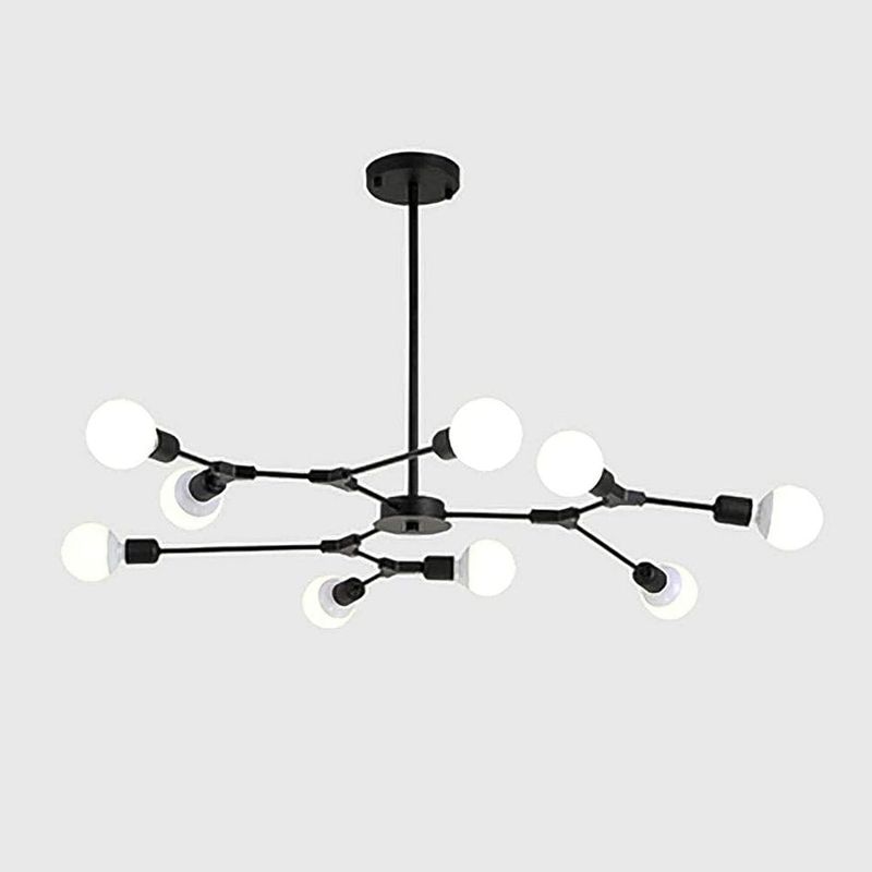 Hängeleuchte Im Industriestil E27, Ideal Für Wohnzimmer Und Andere Räume, Kreative Deckenleuchte, Minimalistisch Und Modern, Schwarz - 9 Glühbirnen