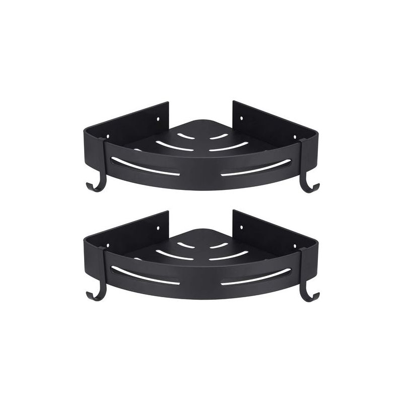 Eck-duschregal Schwarz Ohne Bohren, Badezimmer-aufbewahrung, Duschzubehör, Seifenhalter, Rostfreies Aluminium, 2er-set Mit Haken