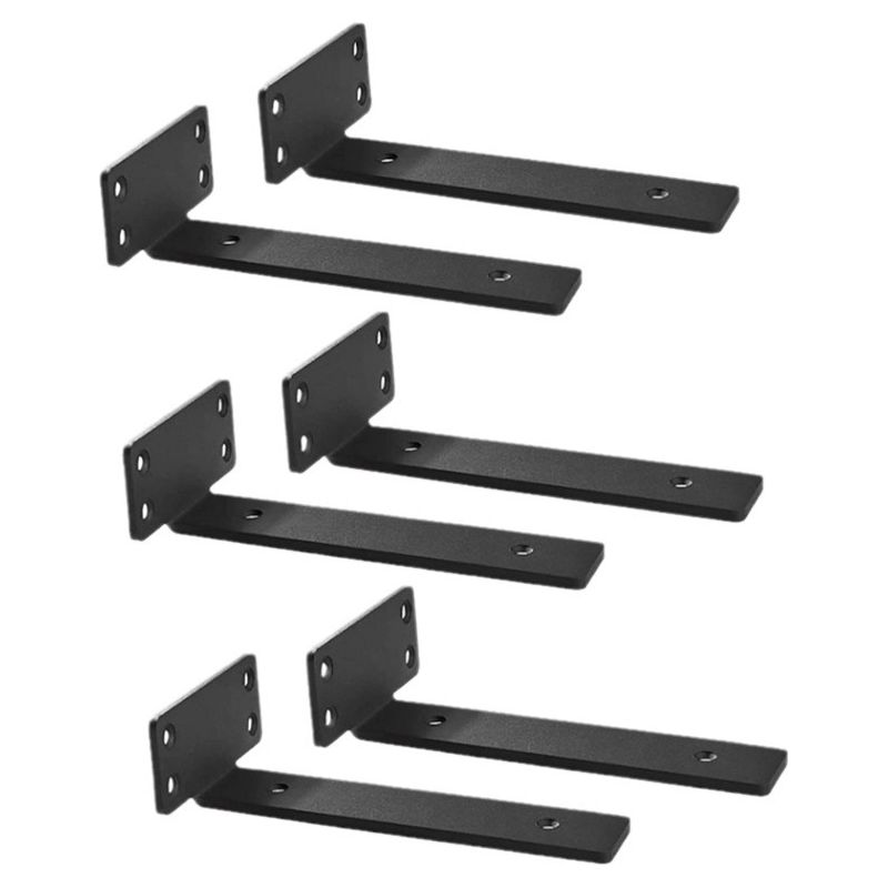 Schwarze L-förmige Regalträger, 0,2 Zoll Dick, Versteckte Stahlregalträger Für Regale – Robuste 8-zoll-schweberegal-hardware (6 Stück) – Wandregal