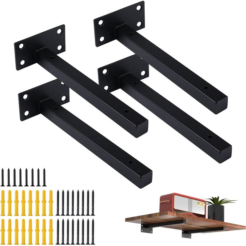 4er-pack 20cm Regalhalter, Wandregalhalter, Wandregalhalter, Robuste Schwarze Eckhalterung