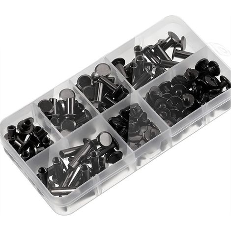 (noir) 1 Satz Chicago-schrauben Sortiment-kit, 6 Größen, Kreuzschlitz-rundkopfschrauben Aus Metall, Chicago-schrauben-knopf Für Diy-lederbindung Und Dekoration