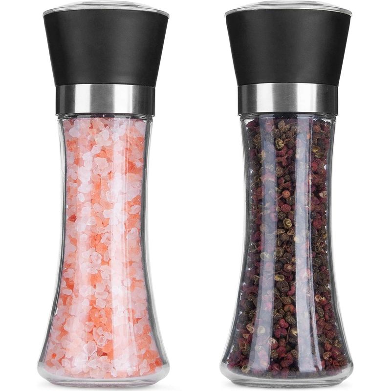 Elegante Salz- Und Pfeffermühle Aus Glas – 2er-set, Einstellbares Keramikmahlwerk, Raffiniertes Küchenaccessoire Zur Veredelung Ihrer Gerichte
