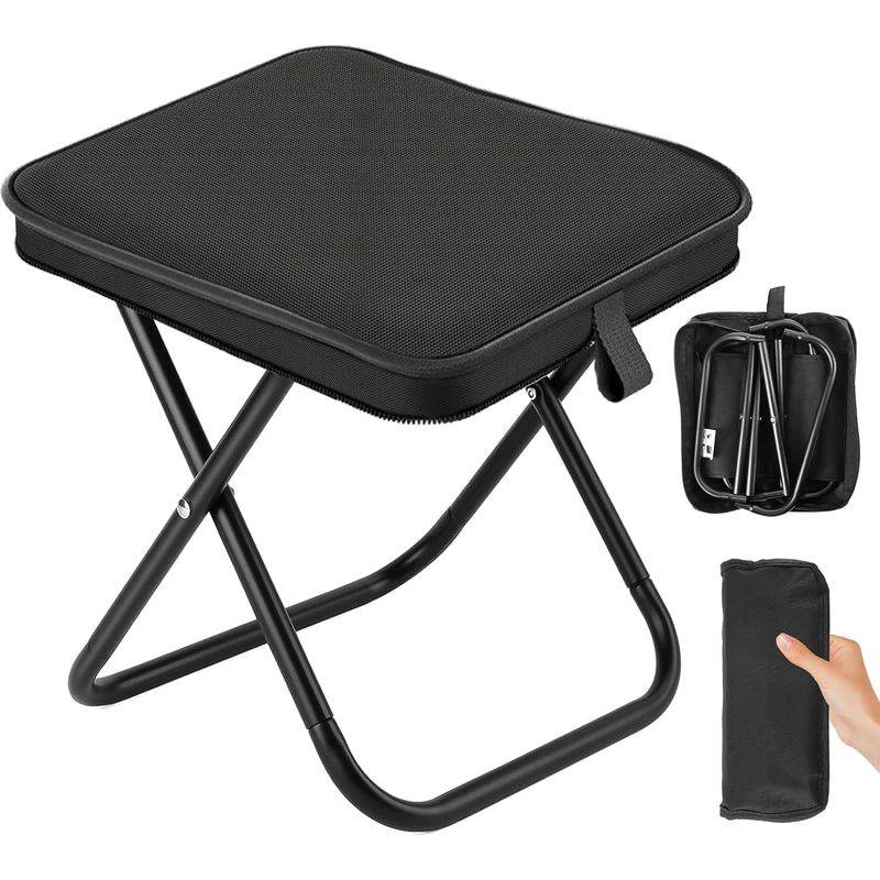 Klappbarer Campinghocker, Mini Klappbarer Campinghocker, Klappbarer Campingstuhl Mit Aufbewahrungstasche, Tragbarer Campingsitz Für Reisen, Garten, Angeln, Grillen, Strand (schwarz)