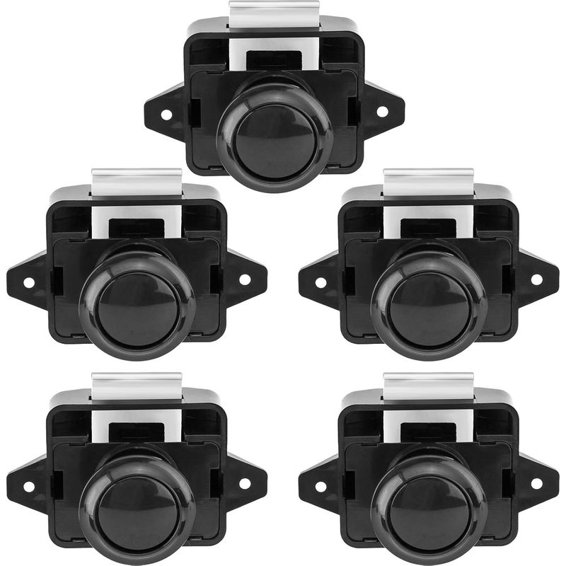 5er-pack Schranktür-druckknopfverschlüsse, Geeignet Für Wohnwagen, Campingmobile, Transporter, Yachten, Vans, Schränke (schwarz)