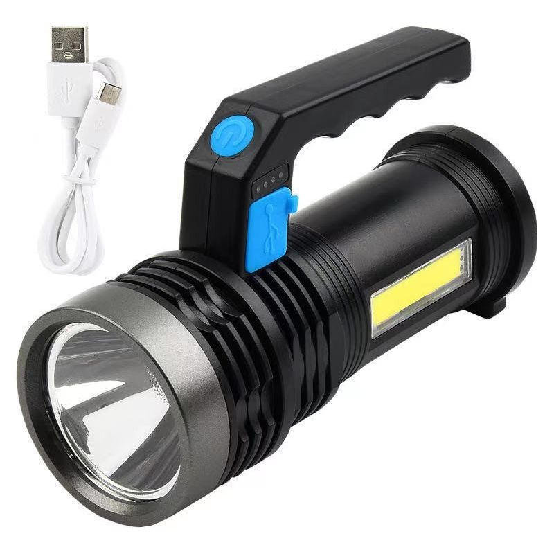 Usb-wiederaufladbare Taschenlampe, 4 Modi Tragbare Leistungsstarke Led-taschenlampe Mit Cob-arbeitsleuchte Und Griff, Ip65 Wasserdichte Usb-campinglampe Für Outdoor, Wandern, Notfälle
