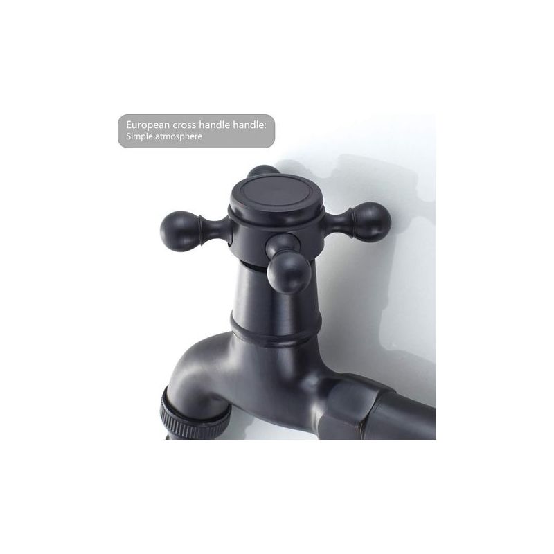 Äußerer Wasserhahn, Waschmaschinen-wasserhahn Aus Messing Mit Auslauf G1/2 - Antiker Kreuzgriff-wasserhahn Für Waschbecken Und Garten (schwarz)