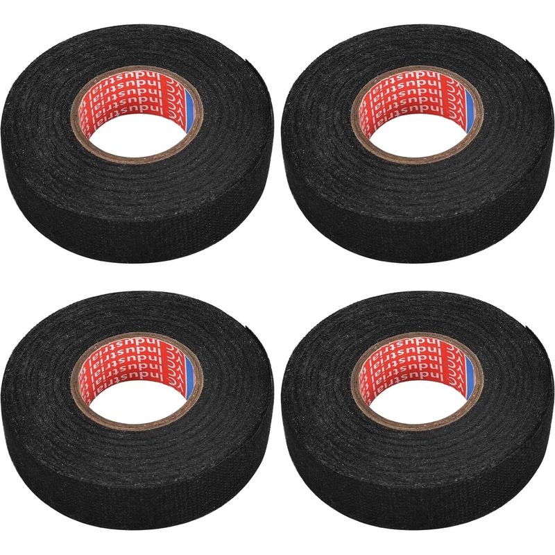 Kabelbänder Aus Stoff, 19 Mm X 15 M – Elektrisches Isolierband – Schwarze Klebebänder Für Autos (4 Stück)