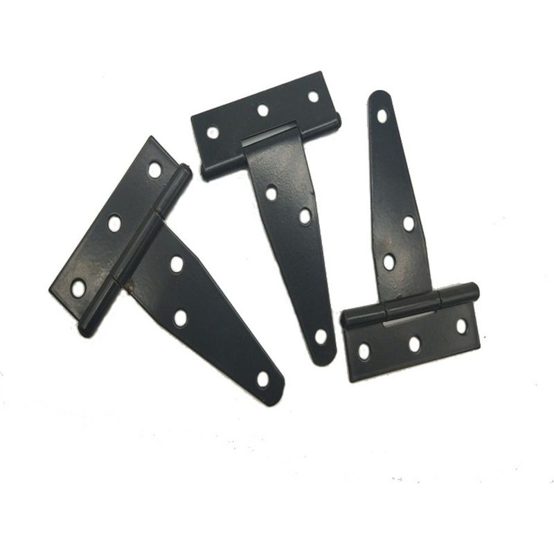 Satz Von 5 Robusten, Galvanisierten T-scharnieren Aus Eisen Mit Edelstahlschnappschlössern Für Holztüren, Fenster Und Schubladen (schwarz)