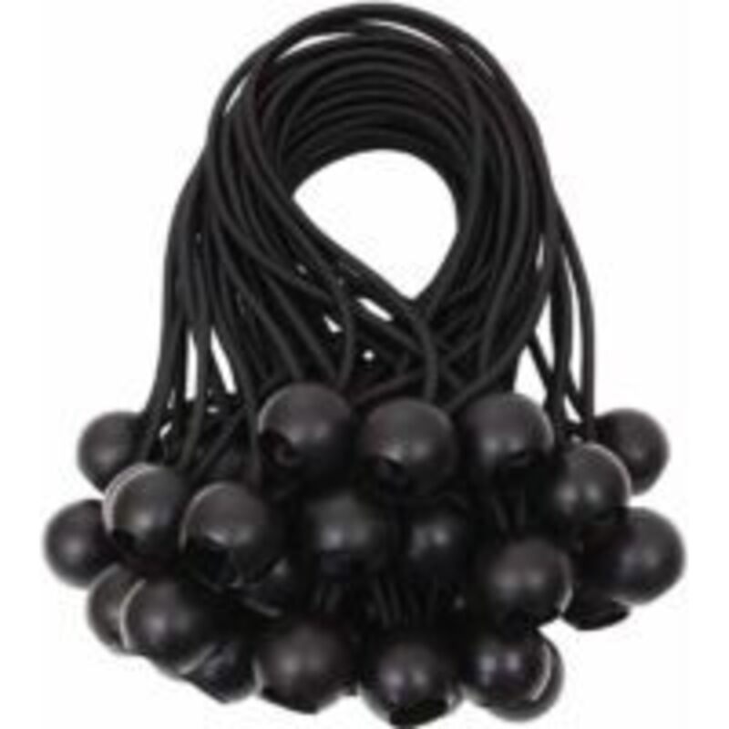 Set Aus 15 Elastischen Spanngummis, Planenspanner Mit Kugeln, Gummizug Aus Gummi, Für Planen, Geeignet Für Zelte, Banner, Netze, Vorhänge, Dehnriemen (schwarz)