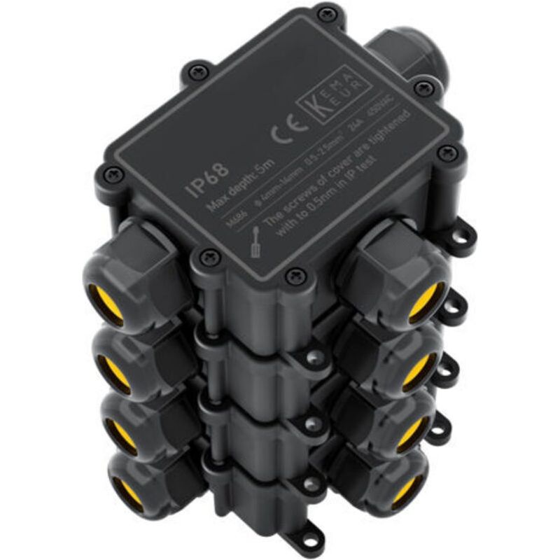 Wasserdichte Abzweigdose Ip68 - Wasserdichte Verbindungsbox - 3-wege-elektroanschlussgehäuse Für Kabel Von 4-14 Mm - Wasserdichte Kabelverbinder, Ideal Für Außenkabel, Schwarz (4 Stück)