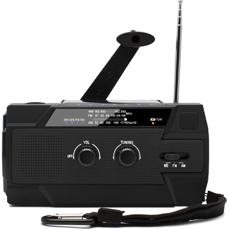 Tragbares Kurbel-solarradio, Dynamo-wiederaufladbares Radio Mit Am/fm/wb, Integrierter 4000mah-akku, 4-modi-led-taschenlampe, Sos-alarm Für Notfälle Im Freien, Schwarz