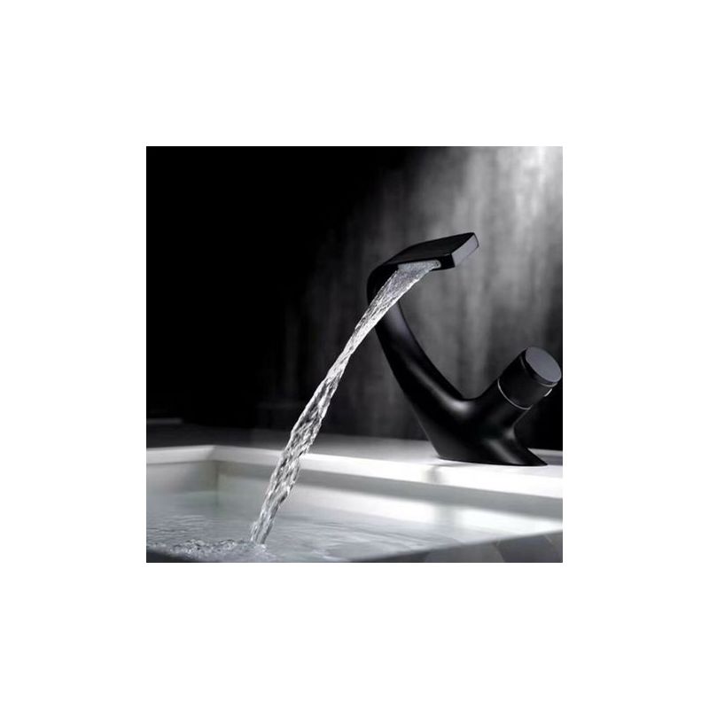 Schwarzer Waschbecken-wasserhahn – Badezimmer-mischer – Kaskaden-wasserhahn Für Massives Aufsatzwaschbecken – Hochwertige Armatur (schwarz) A