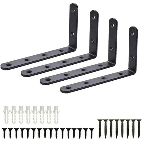 Befestigungswinkel, 4 Stück Wandhalterungen Aus Edelstahl Für Garage, L-förmige Schwarze Wandwinkel, Industrielle Diy-verbindung Für Möbeldekoration Mit Schrauben