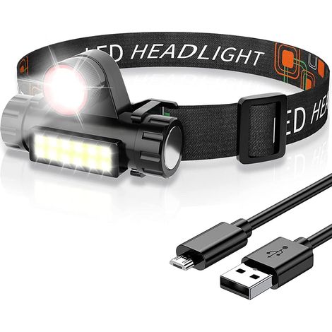 Wasserdichte Led-stirnlampe, Leistungsstarke Wiederaufladbare Stirnlampe Mit 4 Beleuchtungsmodi Und Zoomfunktion, Ideal Für Camping Und Notfälle [energieklasse