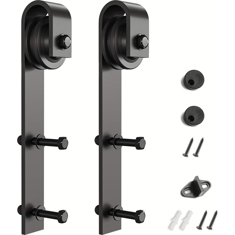 Hardware-halterungen Für Schiebetüren Im Scheunenstil, 2 Stück (schwarz) (j-förmige Halterungen)