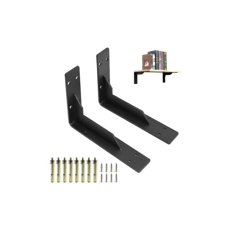 2er-set Wandwinkel Für Regale, 290 Mm, Schwere Last, Wandmontierte Regalhalterungen, Schwerlast-winkel Mit Schrauben, Schwarz, Tragkraft 150 Kg/330 Lbs
