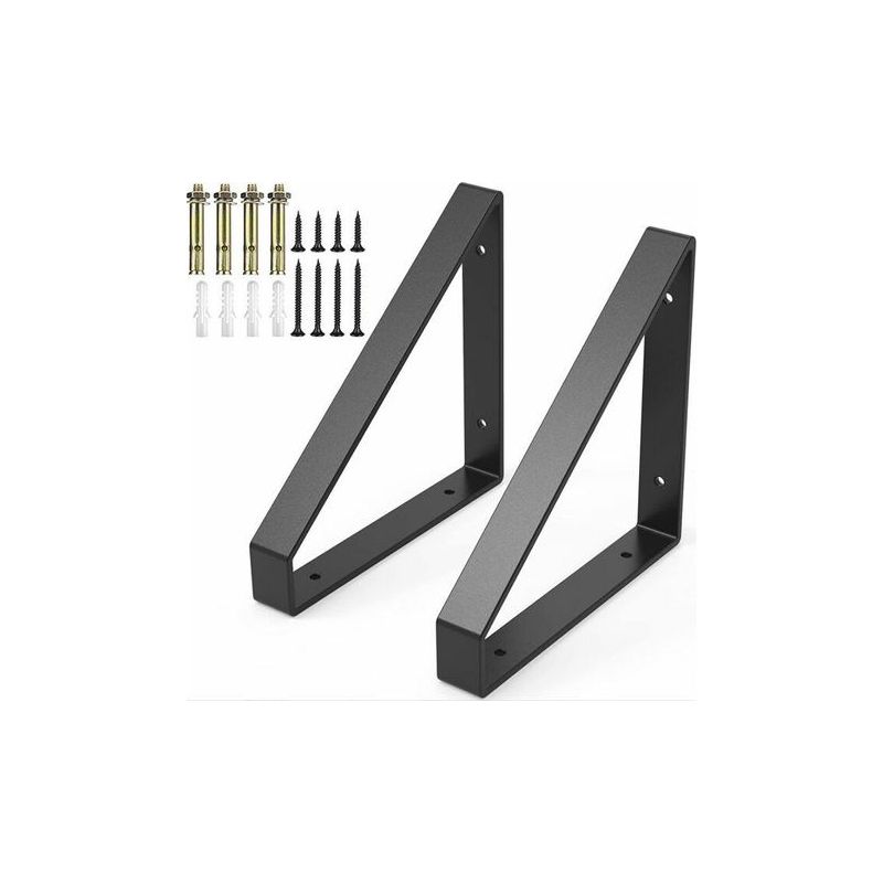 Wandregalhalterungen Aus Metall – 2er-set – Schwerlast – Dreieckiges Design Zur Befestigung An Stahlbeton – Schrauben Inklusive –