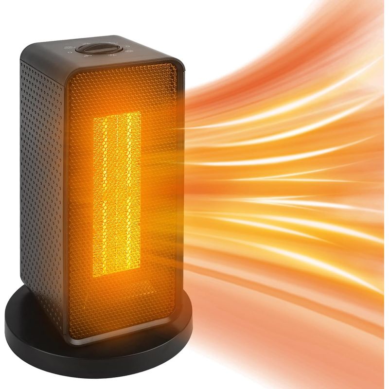 Tragbare Elektrische Heizung 1200 W Ptc Mit Thermostat, 90°-schwenkfunktion, 3 Modi, Sicherheitschutz