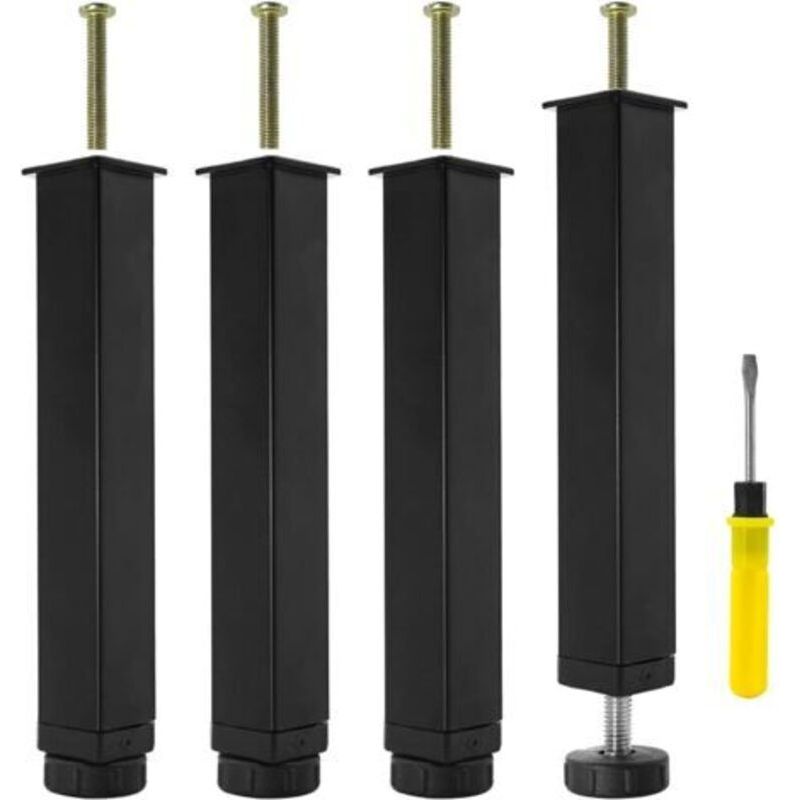 Satz Mit 4 Füßen Für Lattenrost, Metall-bettfüße Zum Schrauben, Höhenverstellbar Von 0-20 Mm, Bettfuß Für Lattenrost, Verbindungsbettstützfuß, Möbelfüße Ohne Bohren (25 Cm)