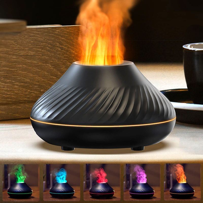 Flammen-aromadiffusor, Ätherischer Öl-diffusor Mit 7-farbigem Nachtlicht