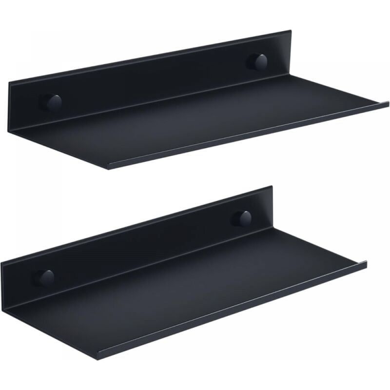 Badregal Ohne Bohren, Schwarz Wandregal 2er Set, Metall Duschregal 30cm, Deko Schweberegal Für Wohnzimmer, Badezimmer, Küche, Büro (30cm, Schwarz)