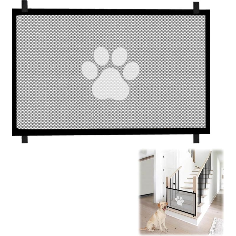 Barriere Für Treppen Und Hunde, Tragbare Sicherheitsbarriere Für Kinder Und Haustiere, Hundegitter Ohne Bohren Für Treppen, Flure, Türen (110 X 78 Cm, Schwarz)