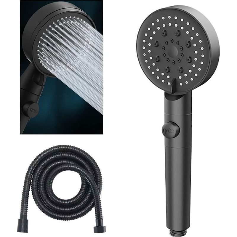 5-modus Wassersparender Duschkopf, Einstellbarer Duschkopf, Ein-knopf-stopp, Badezimmer-duschkopf, Universeller Wassersparender Duschkopf (schwarz)
