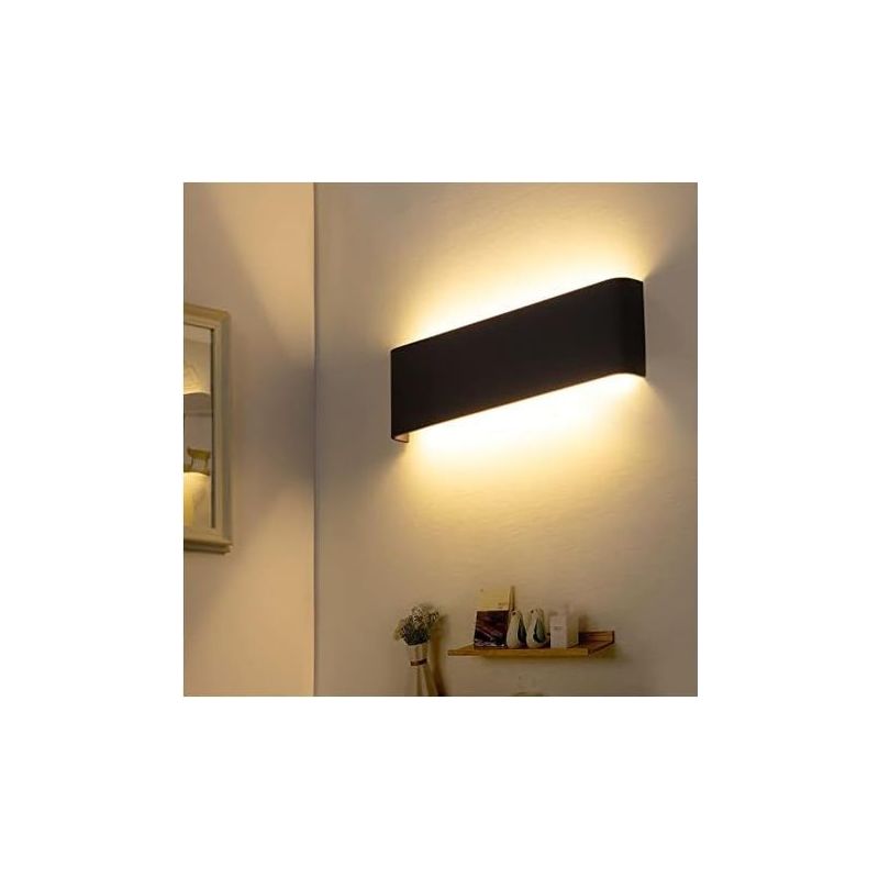 Led-wandleuchten Für Innenräume, 30cm, 12w, Moderne Wandbeleuchtung Aus Aluminium, Up-down-wandlampe Für Schlafzimmer, Wohnzimmer, Flure, Warmweiß 2800k, Schwarz