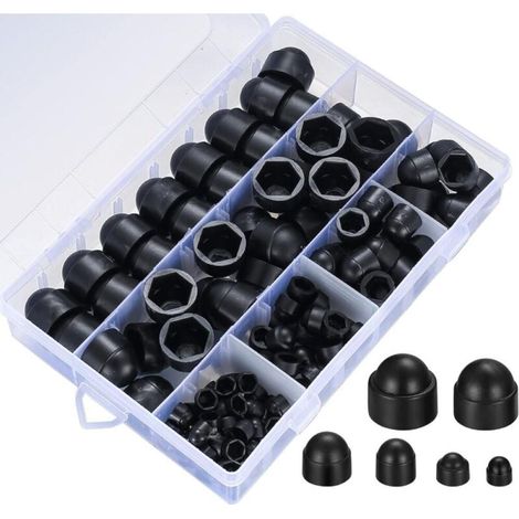 145 Stück Schraubenkappen Aus Kunststoff, Sechskant-schutzmuttern, Schwarze Abdeckkappen Für Schrauben Und Muttern, Geeignet Für Maschinen, Möbel Und Fahrzeuge – M4/m5/m6/m8/m10/m12 (schwarz)