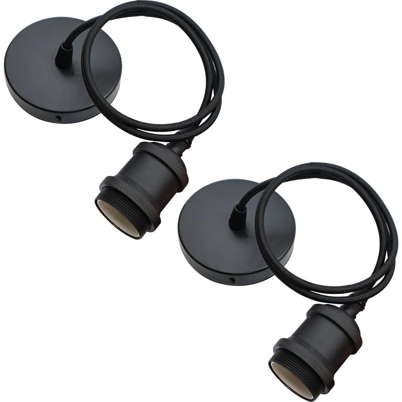 2er-set E27 Pendelleuchten, Hängelampen Mit 100 Cm Schwarzem Kabel, Deckenbeleuchtung Für Wohnzimmer, Schlafzimmer Und Küche (schwarz)