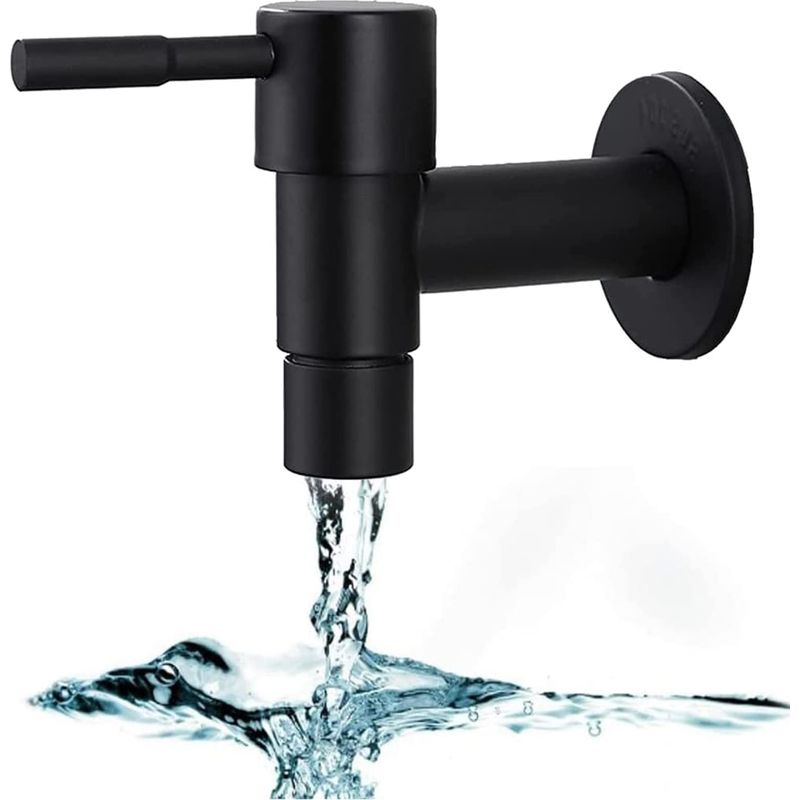Wand-wischmopp-wasserhahn, Mattes Edelstahl-waschbecken-wasserhahn, Pool-wischmopp-wasserhähne, Waschbecken-wasserhahn, Außen-wasserhahn, Schwarzer Wand-wasserhahn Für Haus, Küche Und Bad