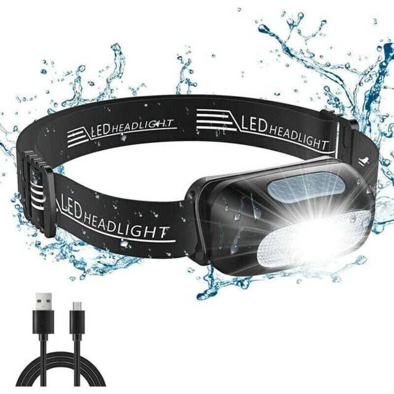 Wiederaufladbare Led-stirnlampe, Leistungsstarke Wasserdichte Taschenlampe Mit 5 Lichtmodi, Stirnlampe Mit Bewegungssensor, Wasserdichte, Über Usb Wiederaufladbare Arbeitsleuchte, Ultraleicht Und Vers