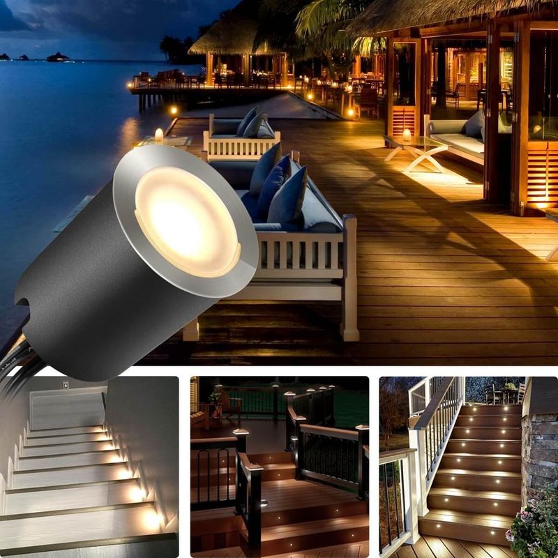 Set Aus 8 Einbaubaren Led-spots - 12 V - Warmweiß - Ip67 - Wasserdicht - 1 W - Durchmesser: 32 Mm - Für Innen- Und Außenbereich - 2800 K - Warmweiß