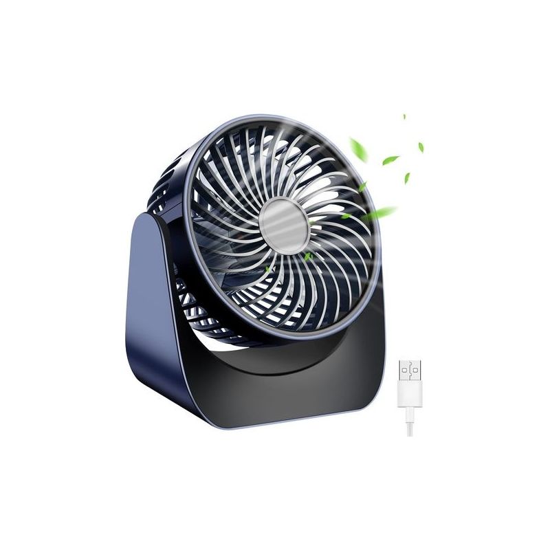 Usb-ventilator, 360° Drehbarer Tragbarer Mini-usb-ventilator, Leise, 3 Geschwindigkeiten, Tischventilator Mit 1,5 M Usb-kabel Für Büro/auto/reisen/camping (dunkelblau)